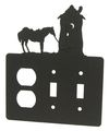 Tethered Horse Outhouse Double Light Switch And Power Outlet Plate Cover 