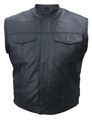Men S Al2225 Leather Vest In Denim Style X-large Black 