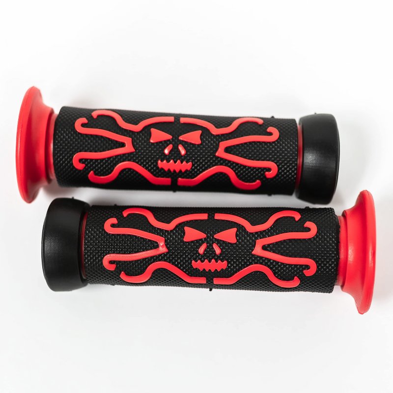 Krator Xh4089-1r Red Hand Grip Aqua Jet Ski Watercraft Polaris Seadoo Skull And Cross Bones Grips