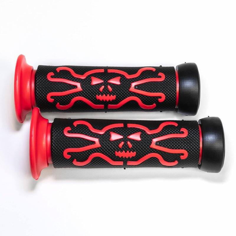 Krator Xh4089-1r Red Hand Grip Aqua Jet Ski Watercraft Polaris Seadoo Skull And Cross Bones Grips