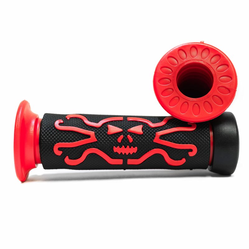 Krator Xh4089-1r Red Hand Grip Aqua Jet Ski Watercraft Polaris Seadoo Skull And Cross Bones Grips