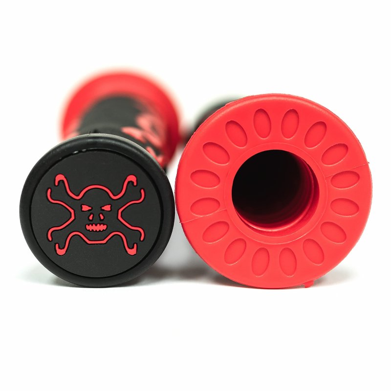 Krator Xh4089-1r Red Hand Grip Aqua Jet Ski Watercraft Polaris Seadoo Skull And Cross Bones Grips