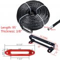Astra Depot Gray 95ft X 3 8 20500lbs Synthetic Winch Rope Cable 10 Anodized Red Hawse Fairlead W 4 Mounting Hole 254mm Flip-up