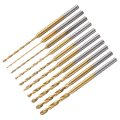 10pcs Mini Twist Drill Bit Set 6 0 8 2 4 5 1mm Dia Micro Engraving Bits High-speed Steel 2 35mm Shank Titanium Coated For Diy 