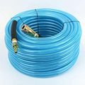 Hu16-100h44 Polyurethane Air Hose 3 8 In X 100 Ft 200 Psi Light Blue Pu With Steel Industrial Coupler And Plug Installed 