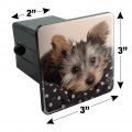 Yorkie Yorshire Terrier Puppy Dog On A Spotted Cushion Tow Trailer Hitch Cover Plug Insert