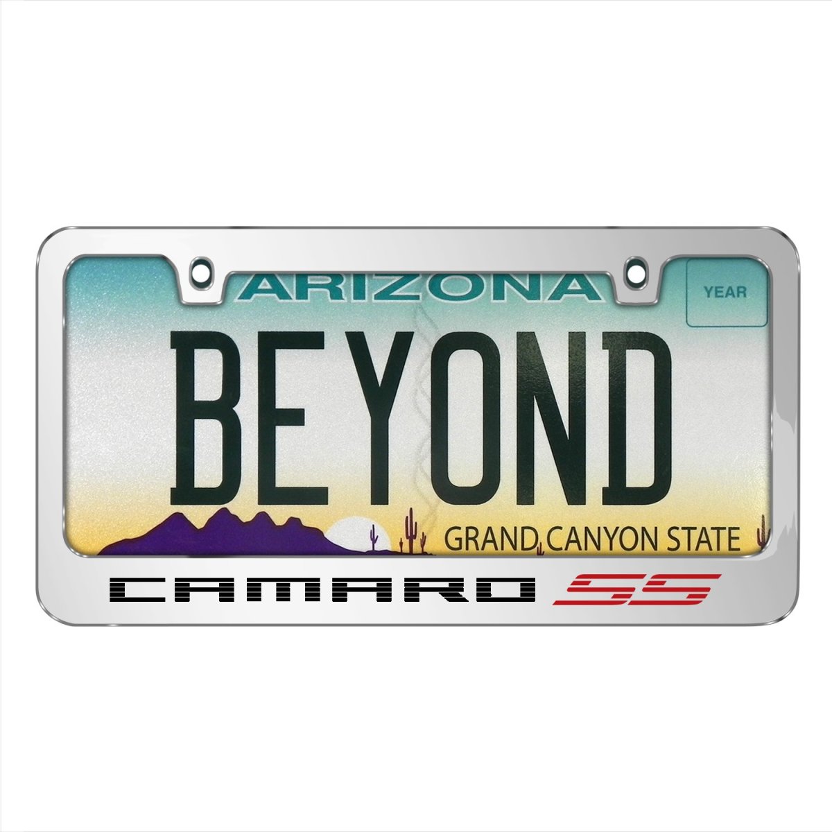 Chevrolet Camaro Ss Speed-line Sports Look Mirror Chrome Metal License Plate Frame