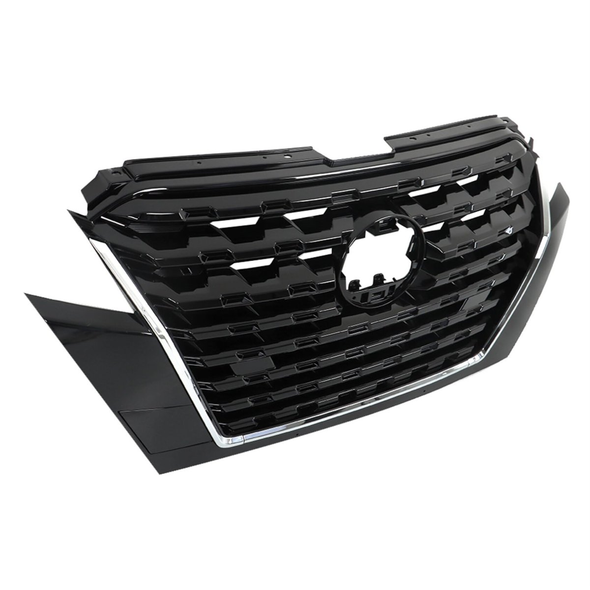 Front Upper Bumper Grille Black Grill Replacement For 2021 2022 2023 Kicks Durable Plastic With Silver And Chrome Design