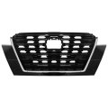 Front Upper Bumper Grille Black Grill Replacement For 2021 2022 2023 Kicks Durable Plastic With Silver And Chrome Design