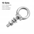 Uxcell Lifting Eye Bolt 10 Sets M6x25mm With Nut Washer 304 Stainless Steel Shoulder Ring For Hanging Item