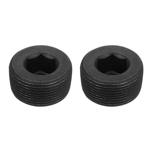 2pcs Male Thread Socket Pipe Plugs Npt 1-1 4 Carbon Steel Internal Hex Caps For Fitting And Sealing Black