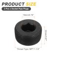 2pcs Male Thread Socket Pipe Plugs Npt 1-1 4 Carbon Steel Internal Hex Caps For Fitting And Sealing Black