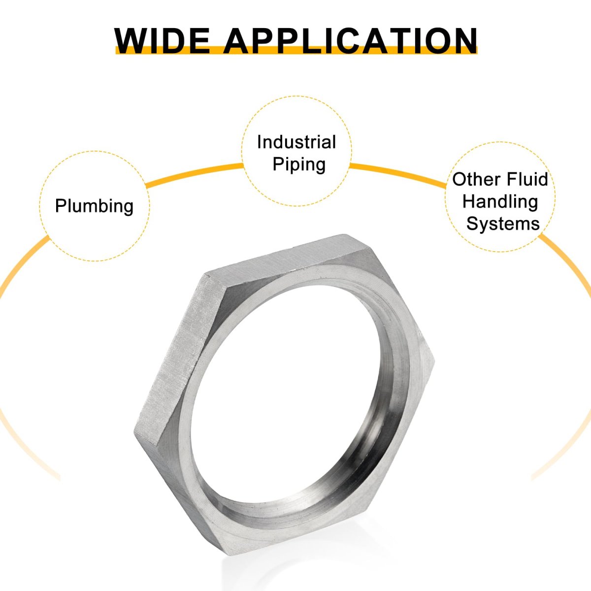 3pcs Cast Pipe Fitting Hex Locknut 304 Stainless Steel Lock Nut Npt1 Female Thread For Plumbing Fixed Water Broom And