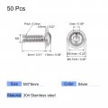Uxcell Flanged Button Head Socket Cap Screws M3 8mm Hex Drive 304 Stainless Steel Fasteners Bolts Fully Threaded Machine Screw