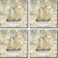 Nautical Boat By Sara Mullen Ceramic Accent Tile Set 6 X Kitchen Shower Backsplash 