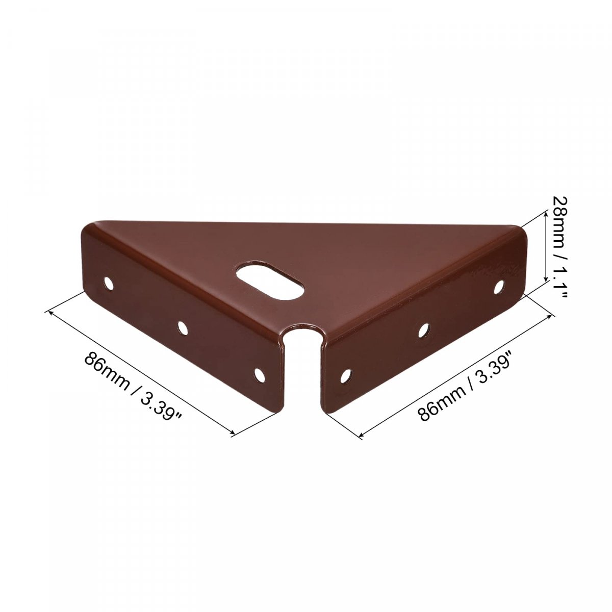 2pcs Angle Corner Brackets 86mm X Cold Rolled Steel Braces Joining Support With Screws For Desk Bed Edge Brown
