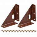 2pcs Angle Corner Brackets 86mm X Cold Rolled Steel Braces Joining Support With Screws For Desk Bed Edge Brown 