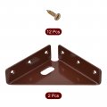 2pcs Angle Corner Brackets 86mm X Cold Rolled Steel Braces Joining Support With Screws For Desk Bed Edge Brown