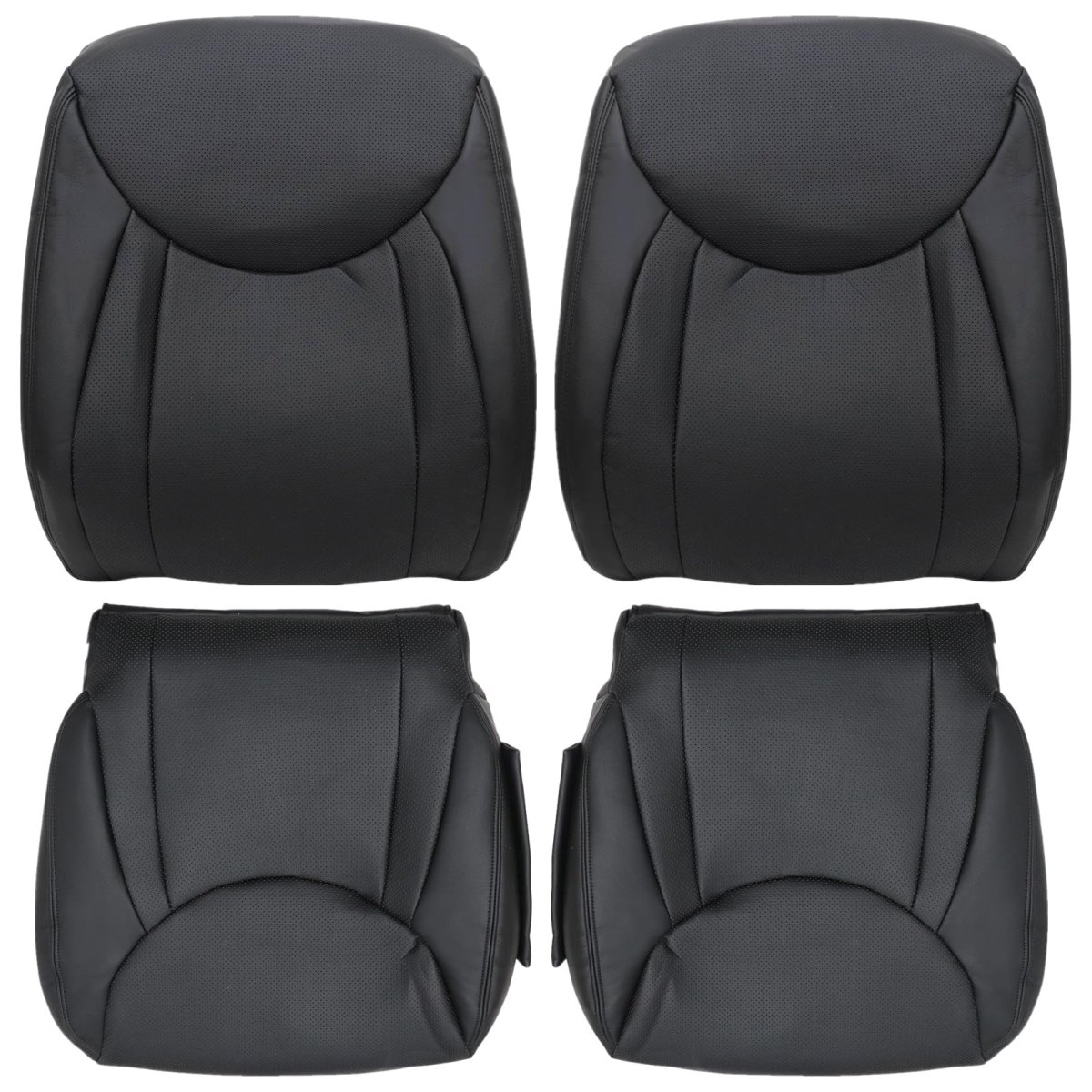 Front Driver And Passenger Side Bottom Top Back Replacement Seat Covers Black Perforated Microfiber Leather For Lexus Ls430