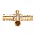 Uxcell 10mm Or 3 8 Id Brass Barb Splicer Fitting 4 Ways Cross Air Gas Water Fuel 5pcs