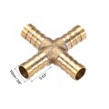 Uxcell 10mm Or 3 8 Id Brass Barb Splicer Fitting 4 Ways Cross Air Gas Water Fuel 5pcs