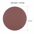 Uxcell 10pcs 6 Inch Hook And Loop Sanding Disc 120 Grits Flocking Sandpaper For Random Orbit Sander Brown