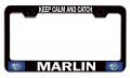 Keep Calm And Catch Marlin Fishing License Plate Frame Black Heavy Duty Stainless Steel Tag Holder For Us Canada Vehicles 12 5 