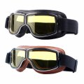 Vintage Motorcycle Goggles 2 Pack Anti Fog Pilot Aviator Eyewear Dustproof Pu Leather Glasses For Atv Off Road Motorbike Men 