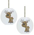 Set Of 2 Baby Deer Reindeer Wildlife Solid Ceramic Fan Pulls 