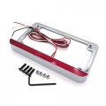 Httmt For Universal Motorcycle 7inches X4 Inches Flat License Plate Frame Bracket Tag Holder With 6 Led Bar Chrome P N 