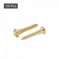 Uxcell Wood Screws M3 5 X 20mm Slotted Round Head Brass Self-tapping Screw 100 Pcs