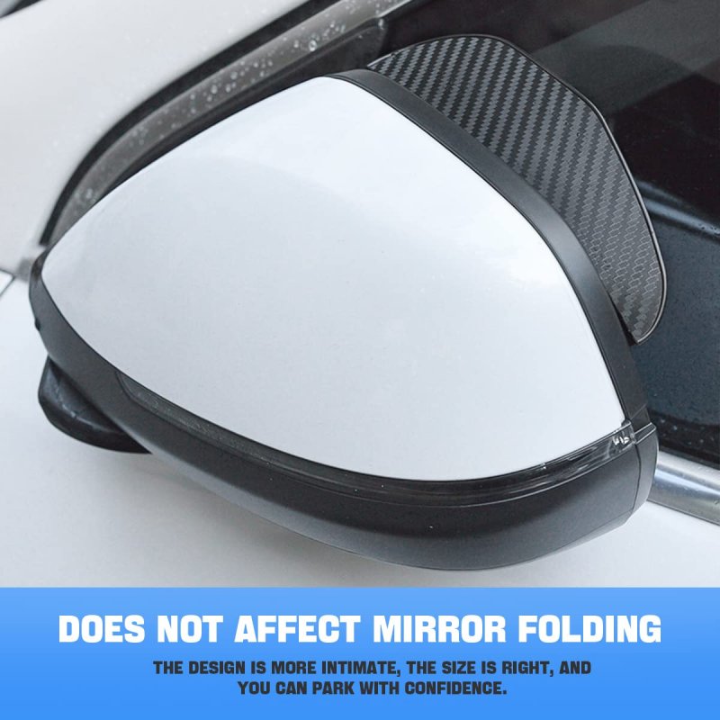 2pcs Car Rear View Mirror Rain Visor Guard Carbon Fiber Side Eyebrow Waterproof Auto Smoke Universal For Cars Truck And Suv