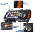 Led Drl Projector Headlight Headlamp Lamp Black Driver Side For 2011-2014 Chrysler 300