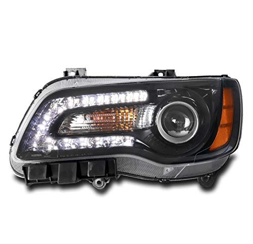 Led Drl Projector Headlight Headlamp Lamp Black Driver Side For 2011-2014 Chrysler 300