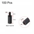 Uxcell M3x11mm 6mm Male-female Hex Nylon Pcb Motherboard Spacer Standoff For Fpv Drone Quadcopter Computer Circuit Board Black