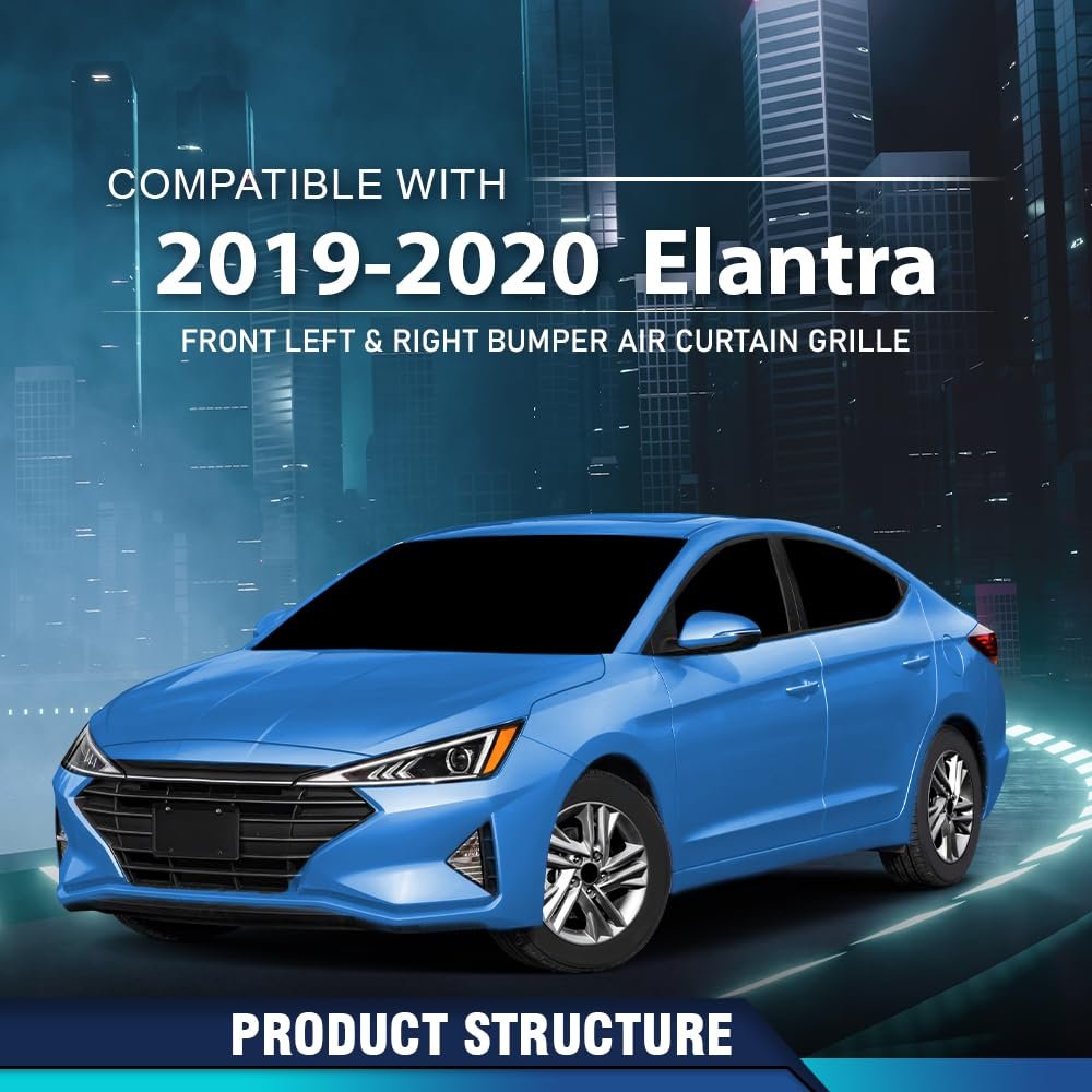 Pair Front Bumper Air Curtain Grilles Left Right For Hyundai Elantra 2019-2020 86562-f2aa0 86561-f2aa0 86562f2aa0 86561f2aa0