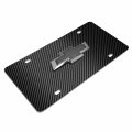 Ipick Image Made For Chevrolet 3d Gunmetal Gray Metal Logo On Black Carbon Fiber Pattern Stainless Steel License Plate