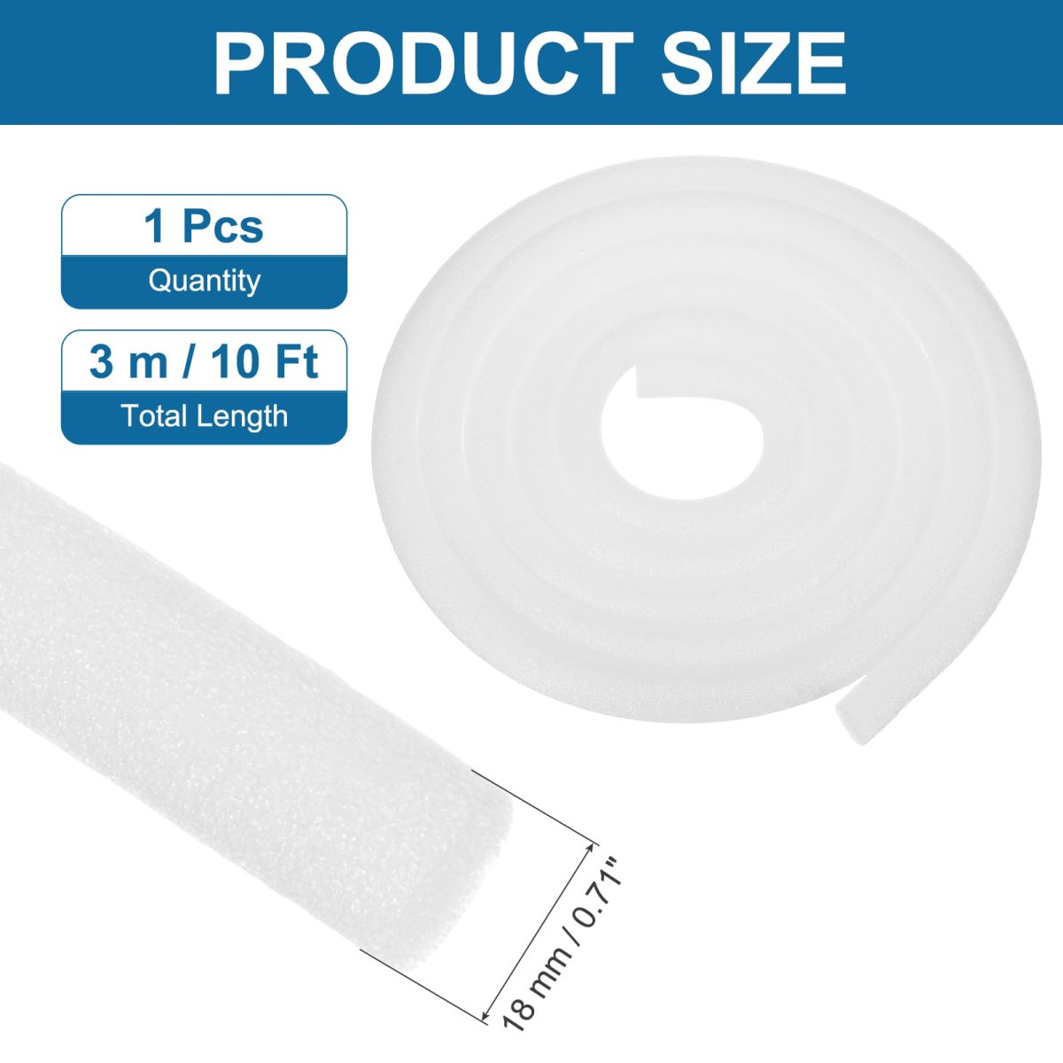 Foam Backer Rod 0 7 X 10ft Crack Filler Rope Weather Strip Seal For Concrete Filling Joints And Gaps Doors Windows White