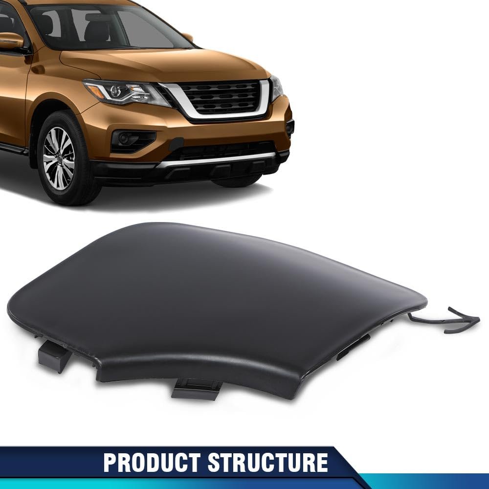 Front Bumper Tow Eye Cap Hook Cover For Nissan Pathfinder 2016 2017 2018 2019 Part Number 622a0-9pf0a Black Abs Plastic