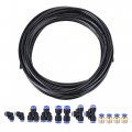 Uxcell Pneumatic Pu Air Tubing Kit With Push To Connect Fittings For Hose Line Pipe 6mm Od 10 Meters Black