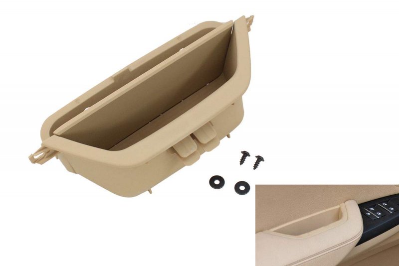 Xtremeamazing Beige Front Left Driver Side Door Inner Interior Handle Pull Trim Armrest Storage Box Compartment Container Phone