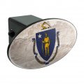 Rustic Massachusetts State Flag Distressed Usa Oval Tow Trailer Hitch Cover Plug Insert