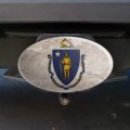 Rustic Massachusetts State Flag Distressed Usa Oval Tow Trailer Hitch Cover Plug Insert