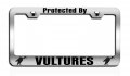 Protected By Vultures Chrome Metal License Plate Frame Tag Holder K16