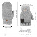 Ihreesy Electric Heated Gloves Elegant Winter Warm Usb Mitten Laptop Washable Knitted Full Half Hands For Women Men Girls Boys