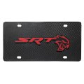 Dodge Srt Hellcat In Red 3d Logo On Real Black Carbon Fiber License Plate 
