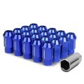 M12 X 1 5 Open End Wheel Lug Nuts With Deep Drive Extension 20-piece Aluminum Alloy Blue