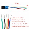 Esupport 12v Car Vehicle Blue Led Light Main Beam Push Button Metal Toggle Switch Socket Plug Wire Latching 19mm Balck Shell