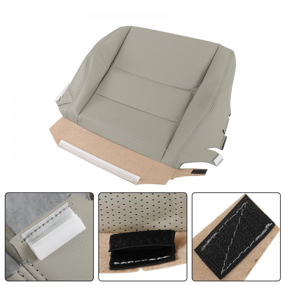 Front Passenger Side Gray Perforated Artificial Leather Seat Cover Replacement For 2007 2008 2009 2010 2011 2012 Acura Rdx
