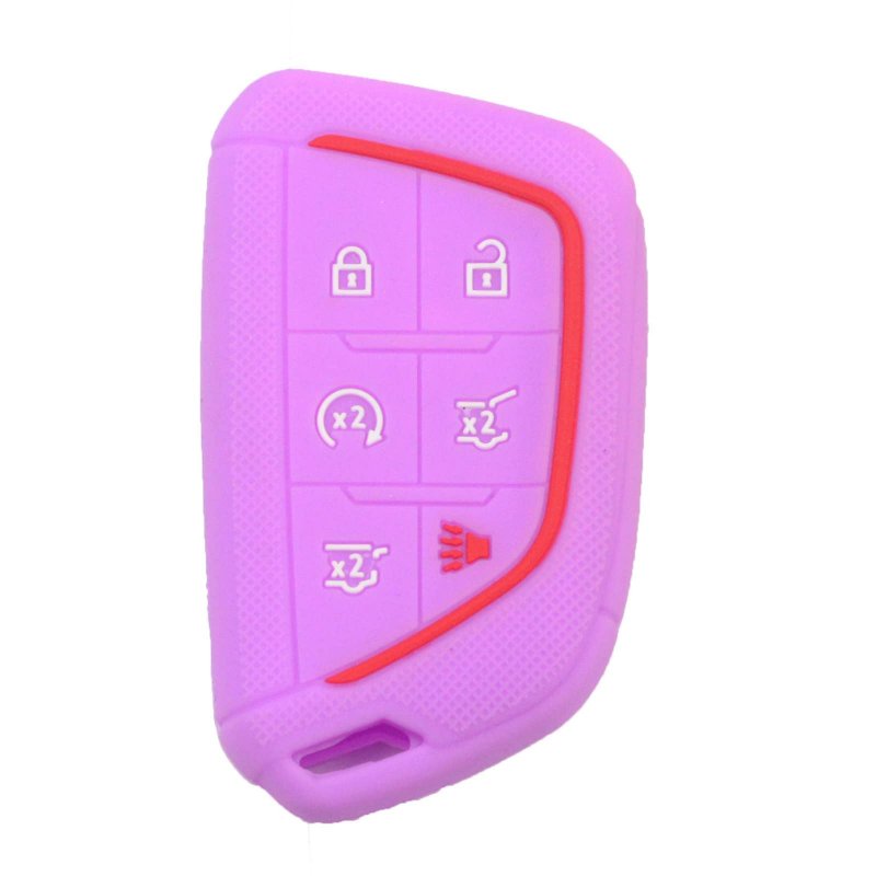 2pcs Silicone Remote Smart Key Fob Case Cover For Cadillac Escalade 2021 2022 2023 6 Buttons Rubber Protector Holder Black